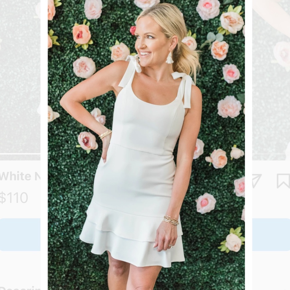 White Nixxi Shoulder Tie Dress